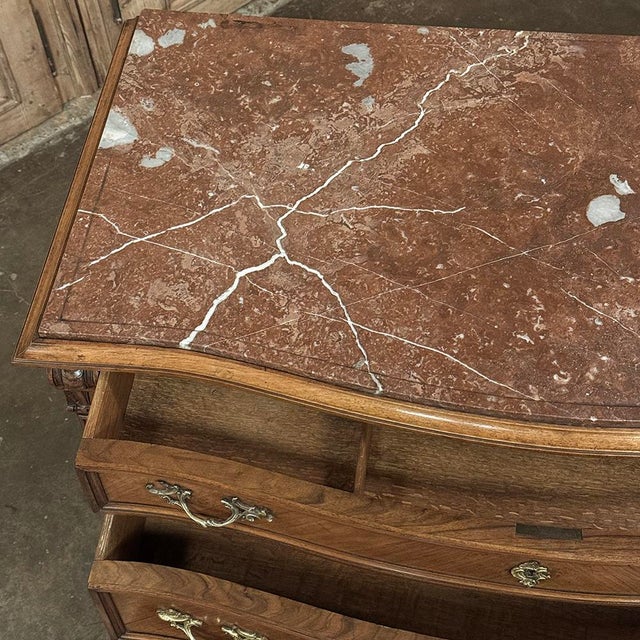 Wood Antique Dutch Neoclassical Marble Top Walnut Chest of Drawers For Sale - Image 7 of 12