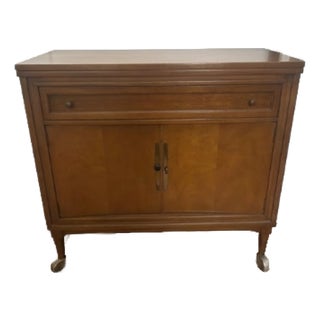 Vintage Mid-Century Rolling Bar Cabinet / Storage Credenza on Casters For Sale