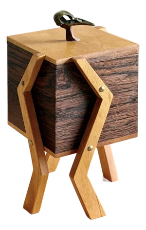 Studio Craft Maple + Walnut + Bronze Skull Artist-Made Box Sculpture