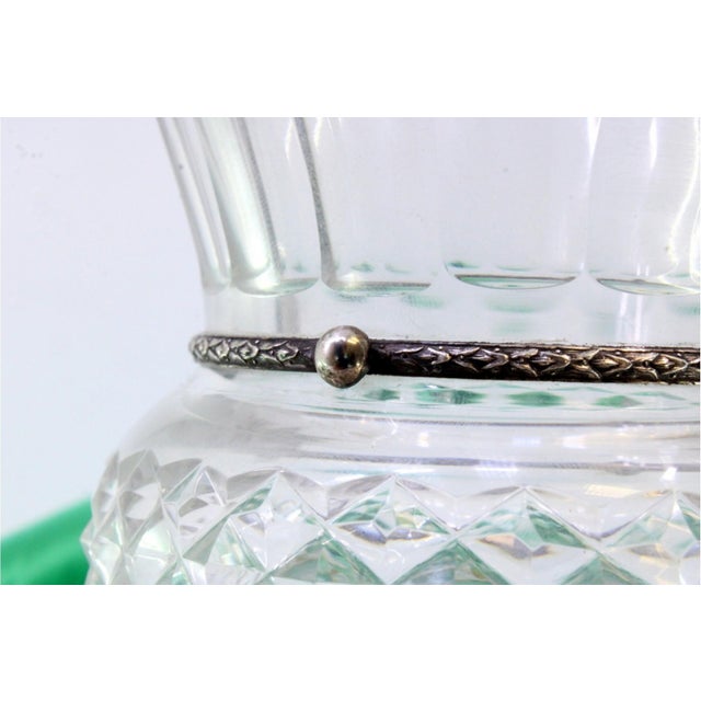 Cut Glass Vase with Silver Structure and Applications on Square Cut-Out Base For Sale - Image 5 of 10