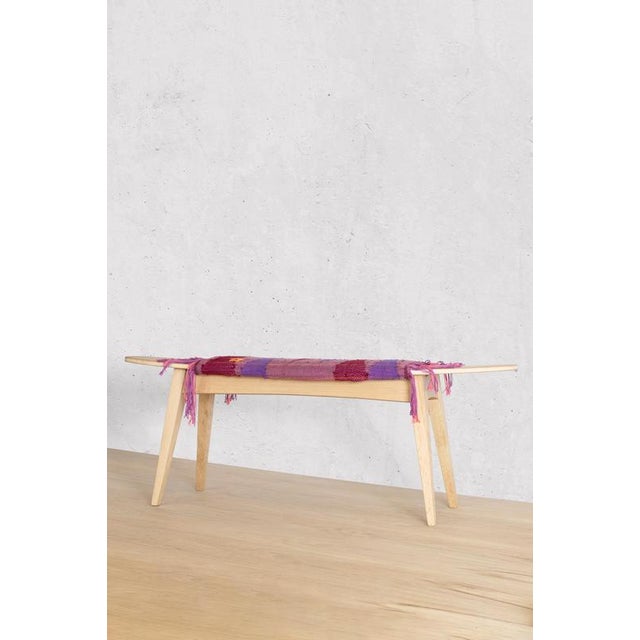 Oak Surf Hand-Woven Fabric Bench by Jean-Baptiste Van Den Heede For Sale - Image 4 of 8