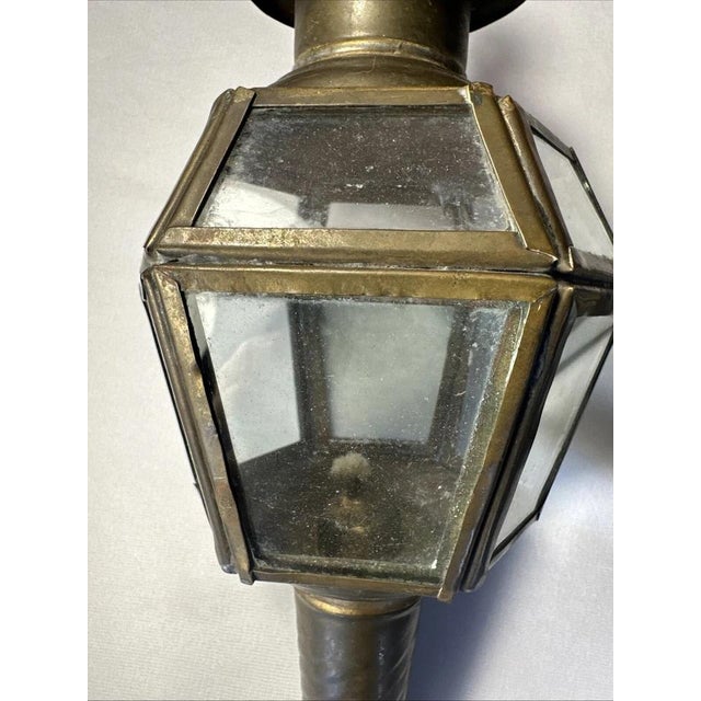 Farmhouse Antique Brass Carriage Buggy Oil Lamps Set of 2 – Vintage Decorative Lanterns For Sale - Image 3 of 12