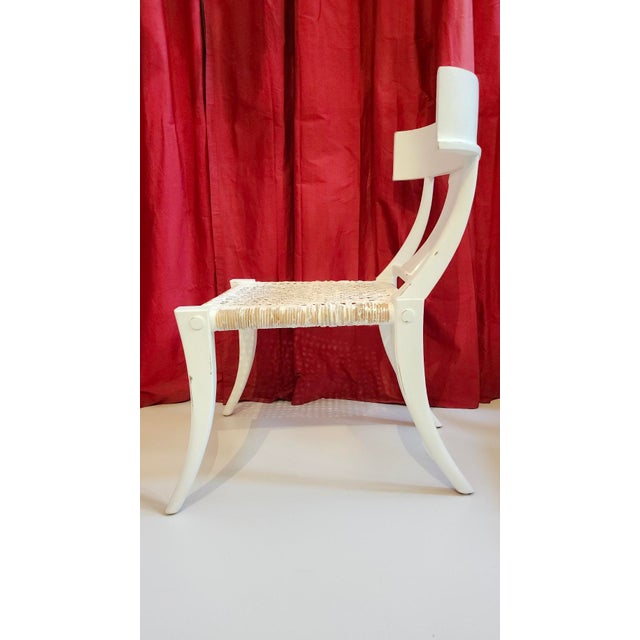 Klismos & Faux Bamboo Distressed Finish Dining Chairs, 2 Klismos End Chairs, 6 Aubrey Side Chairs For Sale - Image 9 of 18