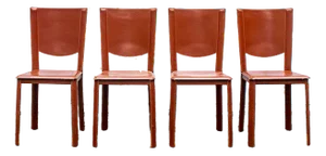 Leather Chairs by Enrico Pellizzoni, 1970s, Set of 4