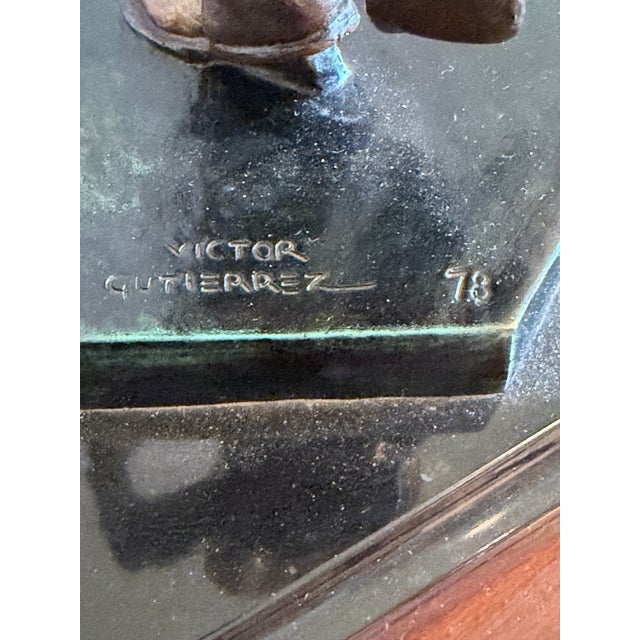 1970s Victor Gutierrez “ Dance of the Feather “ Sign & Dated ’78 on the Marble Base For Sale - Image 4 of 4