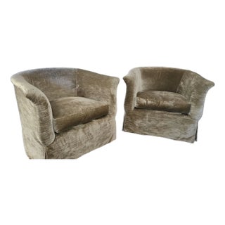 Pair of Marge Carson Swivel Club Chairs For Sale
