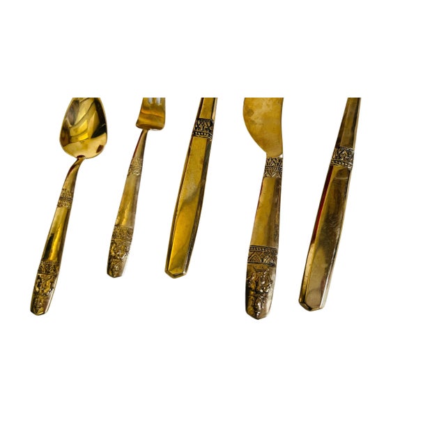 1960s Thai Brass Dessert Flatware Set in Box- 20 Pieces