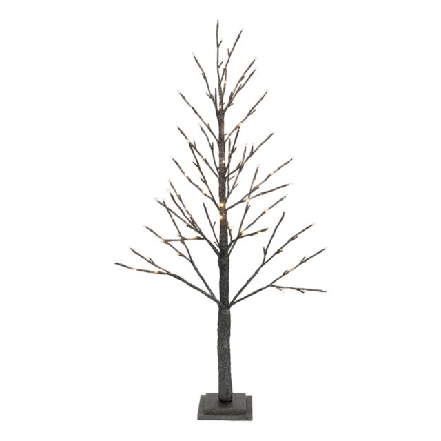LEDBlack Glittered Twig Tree 48"H For Sale