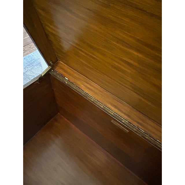 Large Leather Wrapped Maitland Smith Trunk With Wooden Mounts For Sale In Philadelphia - Image 6 of 16