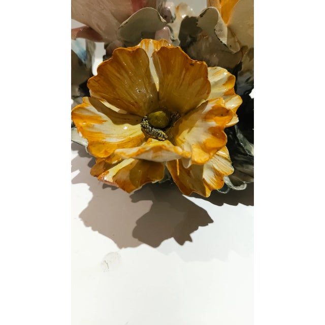 1930s Vintage Centerpiece Capodimonte Porcelain Flower Basket Made in Italy For Sale - Image 11 of 12