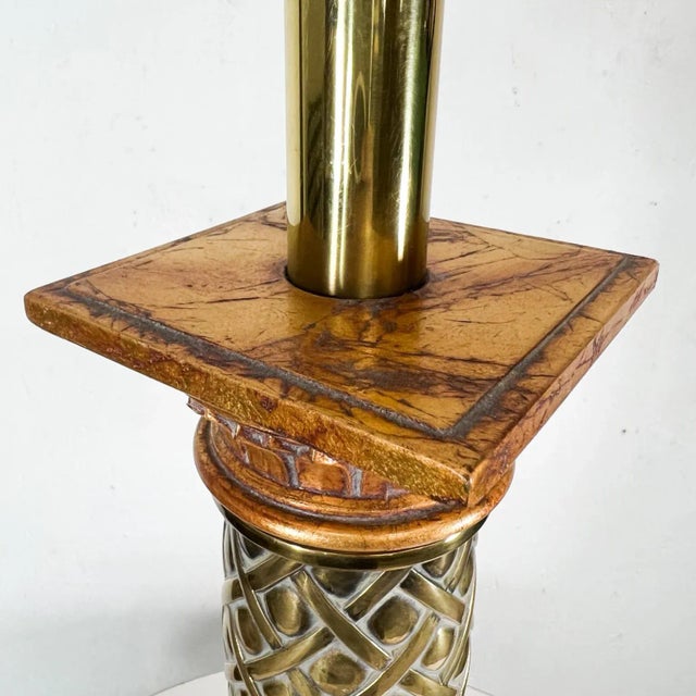 Classical Roman 1960s Corinthian Table Lamp Patinated Gold Leaf For Sale - Image 3 of 13