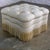 Wood Late 20th Century Traditional Large Ottoman Ecru Upholstered Pillow Top With Bullion Fringe For Sale - Image 7 of 18