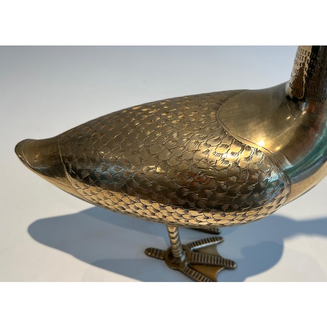 Metal 1970s Decorative brass sculpture representing a duck For Sale - Image 7 of 12