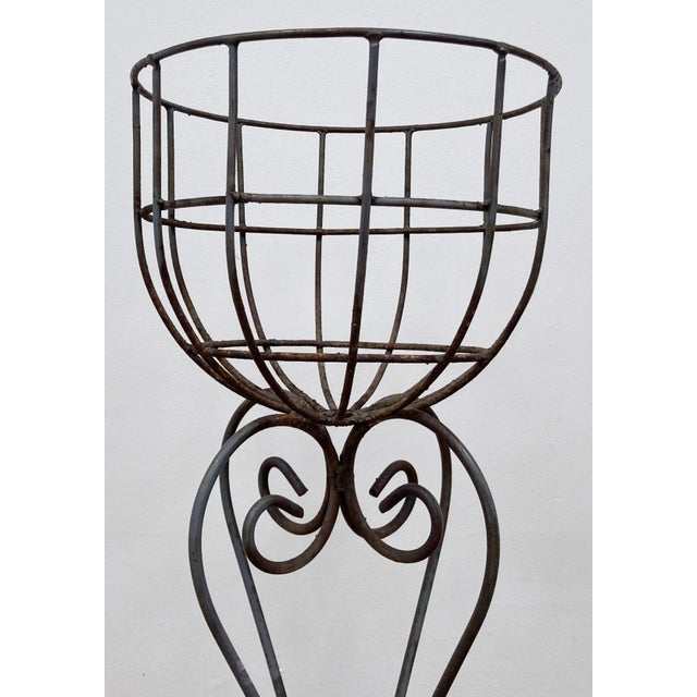 Vintage French Art Nouveau Style Jardiniere Iron Plant Stands, Pair For Sale In Kansas City - Image 6 of 11