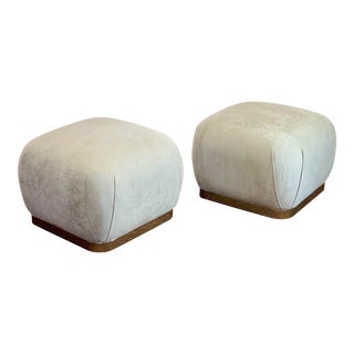 1980s Weiman Reupholstered Souffle Ottomans - a Pair For Sale