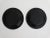 An antique pair of black and hand painted gilt papier mache lacquered wine coasters or game plates. The gilt paintings are...