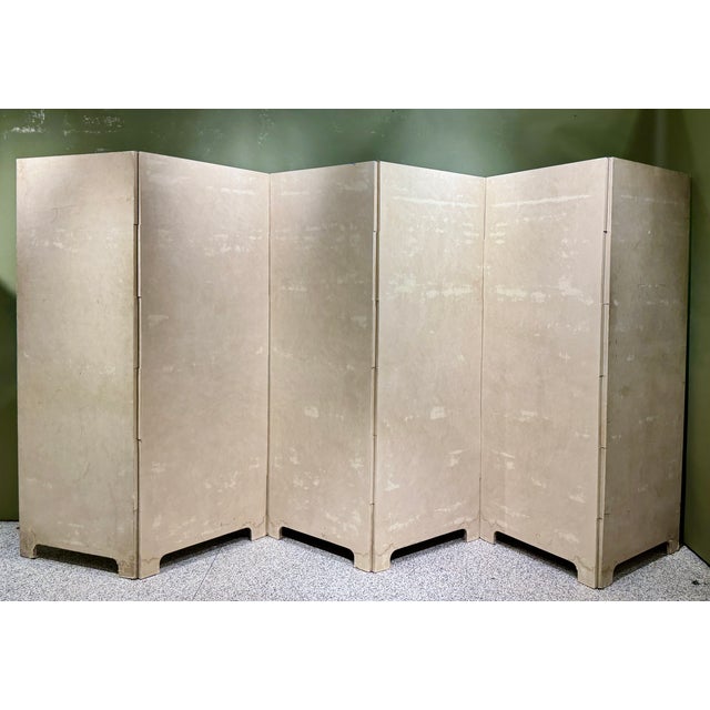 Chinese Export Six Panel Screen Circa 1920s, Hand-Painted Chinoiserie Garden With Birds For Sale - Image 9 of 16