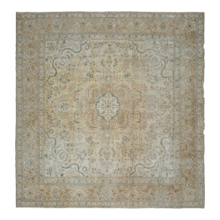 1970s Vintage Persian Handknotted Wool Orange Oversize Area Rug For Sale