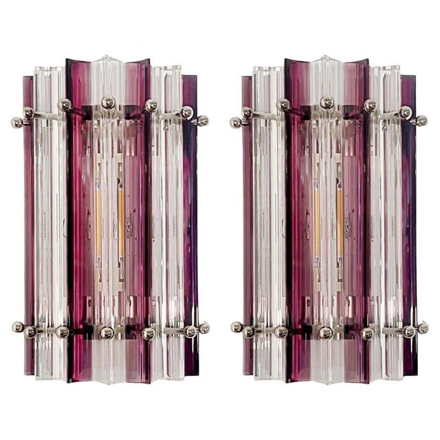 Italian Murano Glass Wall Sconces in the style of Venini, 1990s, Set of 2 For Sale - Image 16 of 16