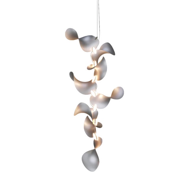 Dune 8 Vertical Cluster Light with Silver Anodized Shades by Daniel Becker For Sale