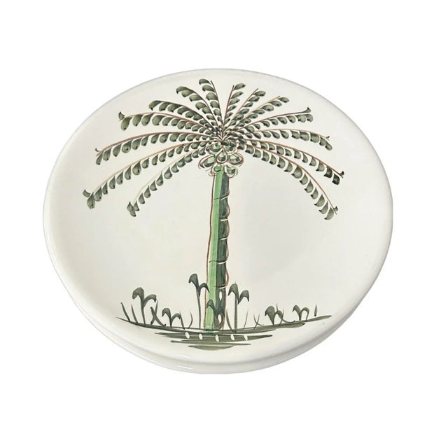 Hand-Painted Palm Tree Dinner Plate For Sale - Image 4 of 5