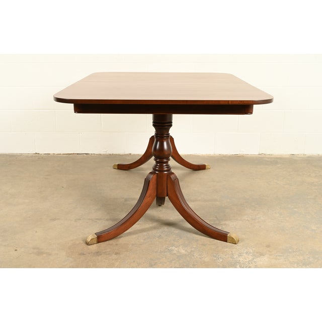Drexel Georgian Mahogany Double Pedestal Extension Dining Table, Newly Refinished For Sale - Image 13 of 15