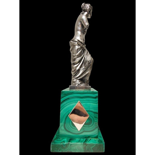 Sculpture of Venus, 20th Century, Silver on Malachite Base For Sale - Image 4 of 14