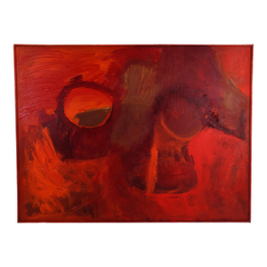 Original Mid Century Modern "Mars Rising" Painting by Artist Virginia Cohn Parkum