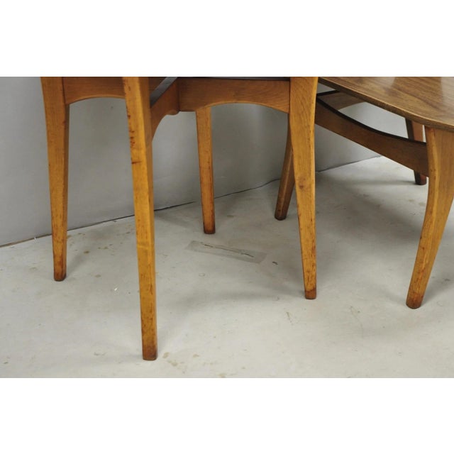 Vintage Mid Century Modern Walnut & Formica Round & Step Side Table Set - 2 PCS For Sale - Image 9 of 16