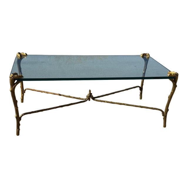 1960s Organic Motif Formed Gilt Bronze Coffee Table by p.e. Guerin For Sale