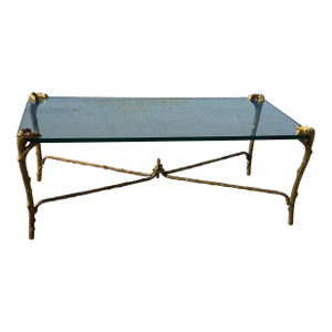1960s Organic Motif Formed Gilt Bronze Coffee Table by p.e. Guerin
