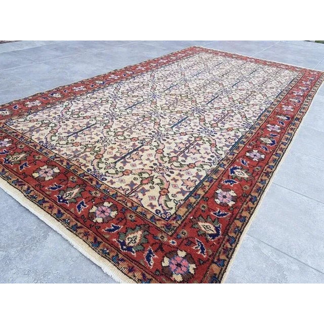 Art Deco 1960s Bohemian Handknotted Vintage Area Rug For Sale - Image 3 of 8