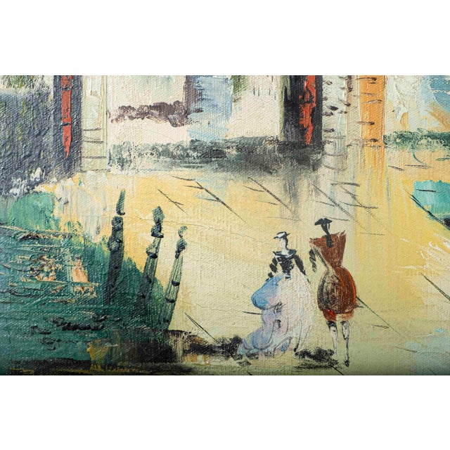 Mid-Century Modern Vintage Framed Venice Gondola & Architectural Ruins Oil Painting Signed “Brunetti” For Sale - Image 3 of 14