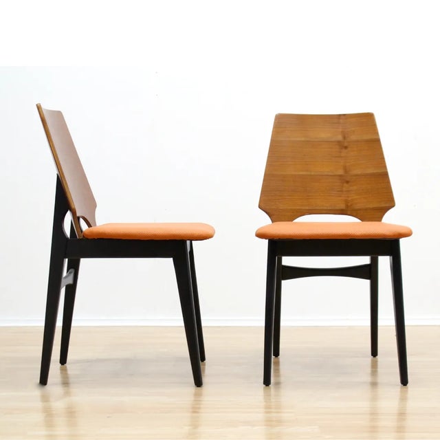 Wood Pair of 1960s Occasional Chairs in Black & Orange For Sale - Image 7 of 9