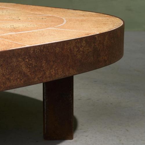 1960s Shaped Coffee Table with Ceramic Tiles and Steel Frame from Barrois, France, 1960s For Sale - Image 5 of 11