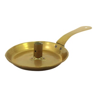 18th C. Anglo-American Brass Chamber Candleholder With Coper Rivets For Sale