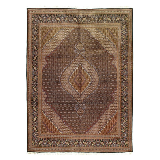 2020s 2020s Light Brown Fine Persian Silk & Wool Tabriz For Sale - Image 5 of 6
