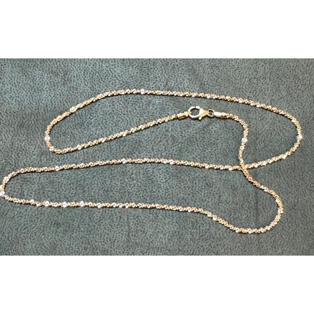 14k Gold Fancy Diamond Cut Italian Rose Gold Chain, 18" Long For Sale - Image 9 of 18