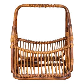 Wicker Magazine Rack, 1950s For Sale