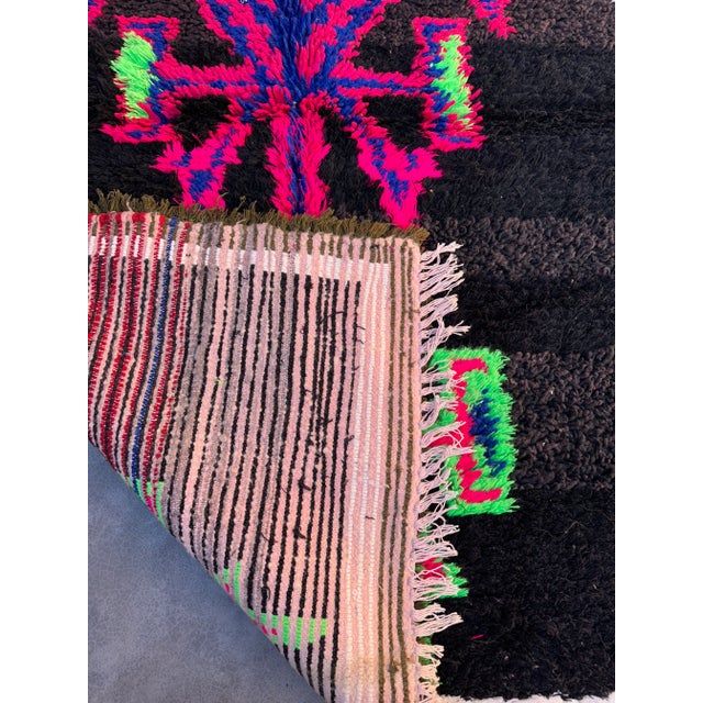 Vintage Black Moroccan Cotton Rug For Sale In Cleveland - Image 6 of 9