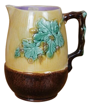 Antique Majolica Adams & Bromley Oak Leaf & Acorn Nut Creamer Pitcher Jug