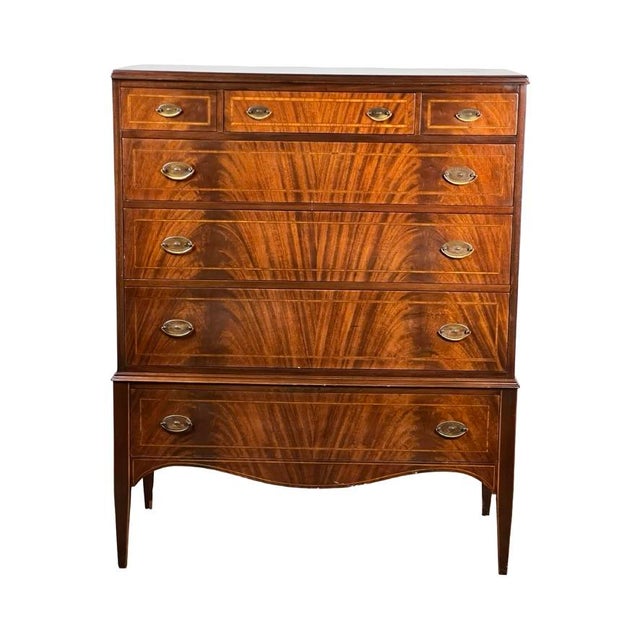 Traditional Vintage Dutch Woodcraft Shops Federal Style Flame Mahogany Chest on Stand C. 1945–1955 For Sale - Image 3 of 10