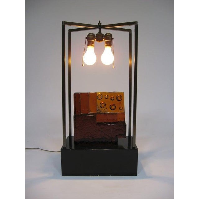 Wood Custom Art Glass Sculpture Lamp from Arthur Elrod Interior For Sale - Image 7 of 10