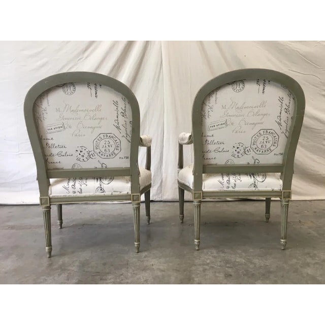 Mid 19th Century French Antique Painted Armchairs - a Pair For Sale - Image 5 of 13