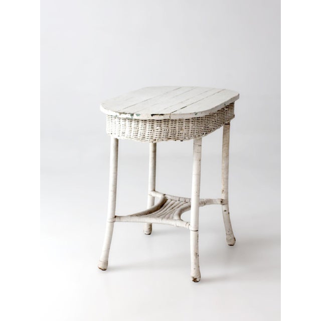 Early 20th Century Antique White Wicker Sunroom Table For Sale - Image 5 of 15