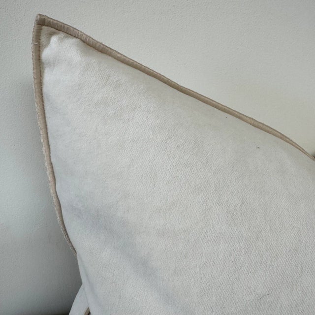 European Vintage Style Creme Velvet Accent Pillow With Down Insert For Sale In Los Angeles - Image 6 of 6