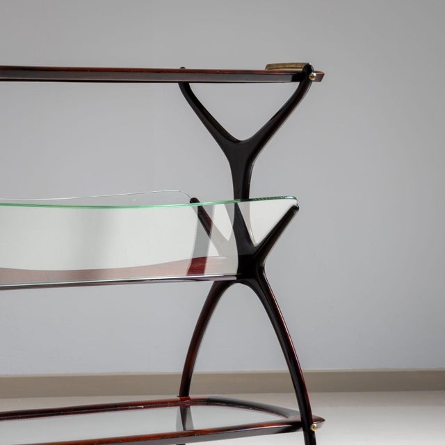 Brown Bar Cart and Magazine Stand by Cesare Lacca, Italy 1960s For Sale - Image 8 of 10