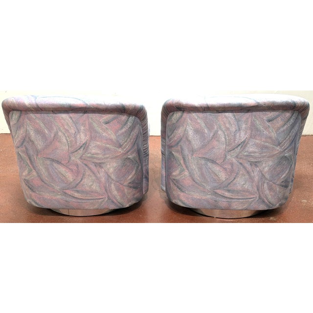 Pair Vladimir Kagan for Directional Swivel Lounge Chairs on Stainless Steel Base For Sale In Greensboro - Image 6 of 10