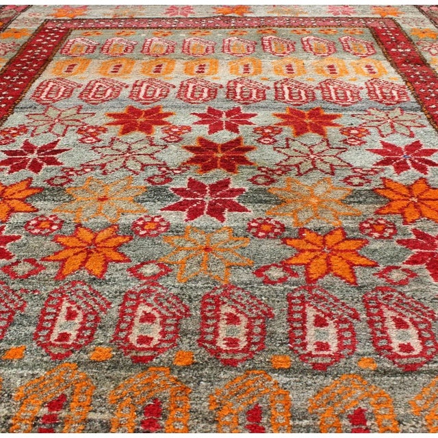Textile Antique Persian Hamadan Rug With Colorful Star Motif and Repeating Medallion For Sale - Image 7 of 12