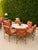 Jerome Outside Dining Chairs in Reed Brass Finish by Michael Taylor, Set of 6 For Sale - Image 10 of 11